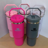 تامبلر استنلی مدل IceFlow Flip Straw ظرفیت ۸۸۷ میل با لوگوی حکشده روی بدنه