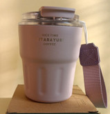 لیوان حرارتی سفری ضدنشت با بند پارچهای و بدنه استیل دوجداره