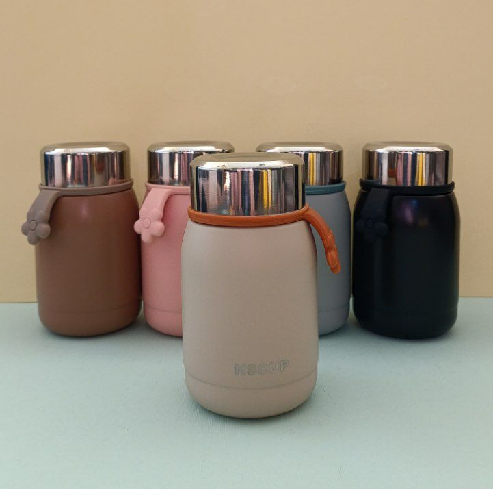 لیوان دوجداره استیل ۲۲۰ میل با درِ استیل و بند سیلیکونی طرح شکوفه