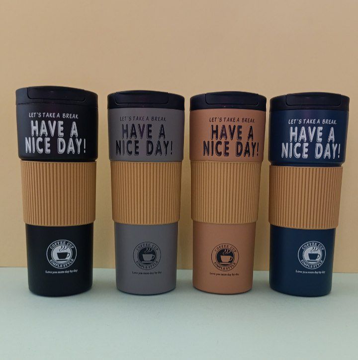 تراول ماگ ۶۰۰ میل HAVE A NICE DAY استیل 316 و روکش سیلیکونی ضدلغزش