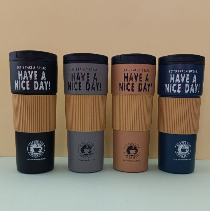 تراول ماگ ۶۰۰ میل HAVE A NICE DAY استیل 316 و روکش سیلیکونی ضدلغزش