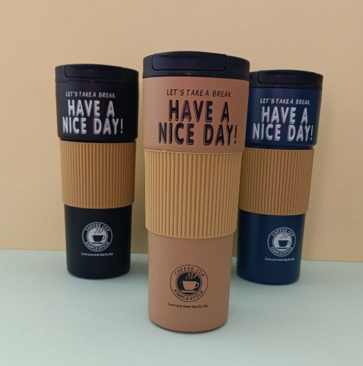 لیوان حرارتی استیل دوجداره HAVE A NICE DAY با طراحی مدرن و ظرفیت بالا