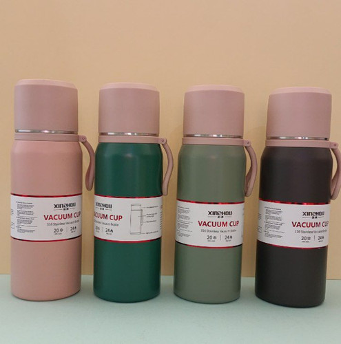 فلاسک وکیوم استیل 316 دوجداره با در پیچی و درداخلی دکمه ای 500 میل و 350 میل