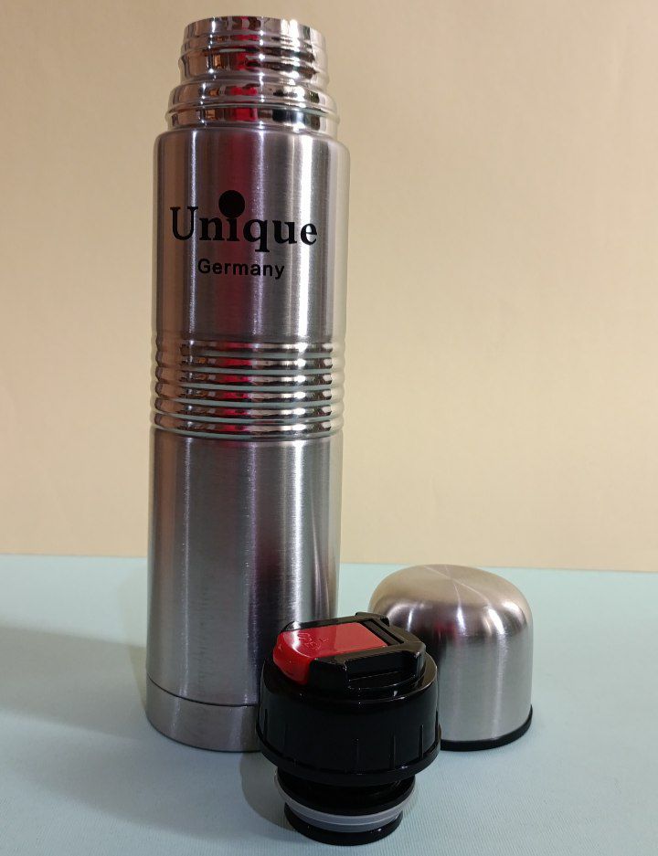 فلاسک فنجانی Unique با درپیچی ضدنشت و کاور چرمی