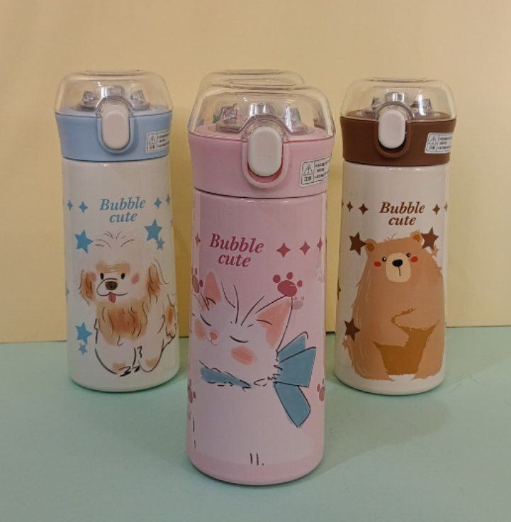 قمقمه نیدار کودک ضدنشتی با بدنه استیل دوجداره و در پیچی ایمن