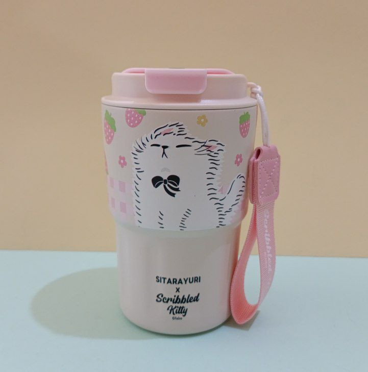 تراول ماگ استیل سیتارایوری ۳۶۰ میل طرح حیوانات با در مات آسان نوش و بند پارچهای