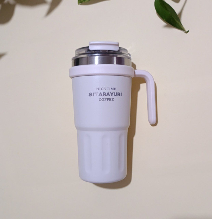 لیوان سفری استیل دوجداره دسته بغل مناسب چای و قهوه